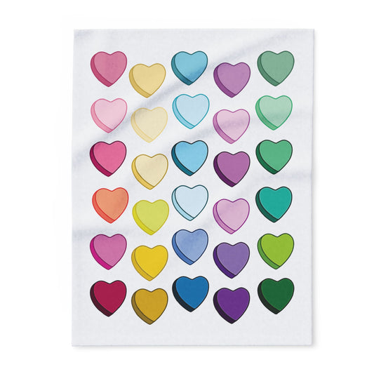 "COLORFUL CANDY HEARTS" Arctic Fleece Blanket