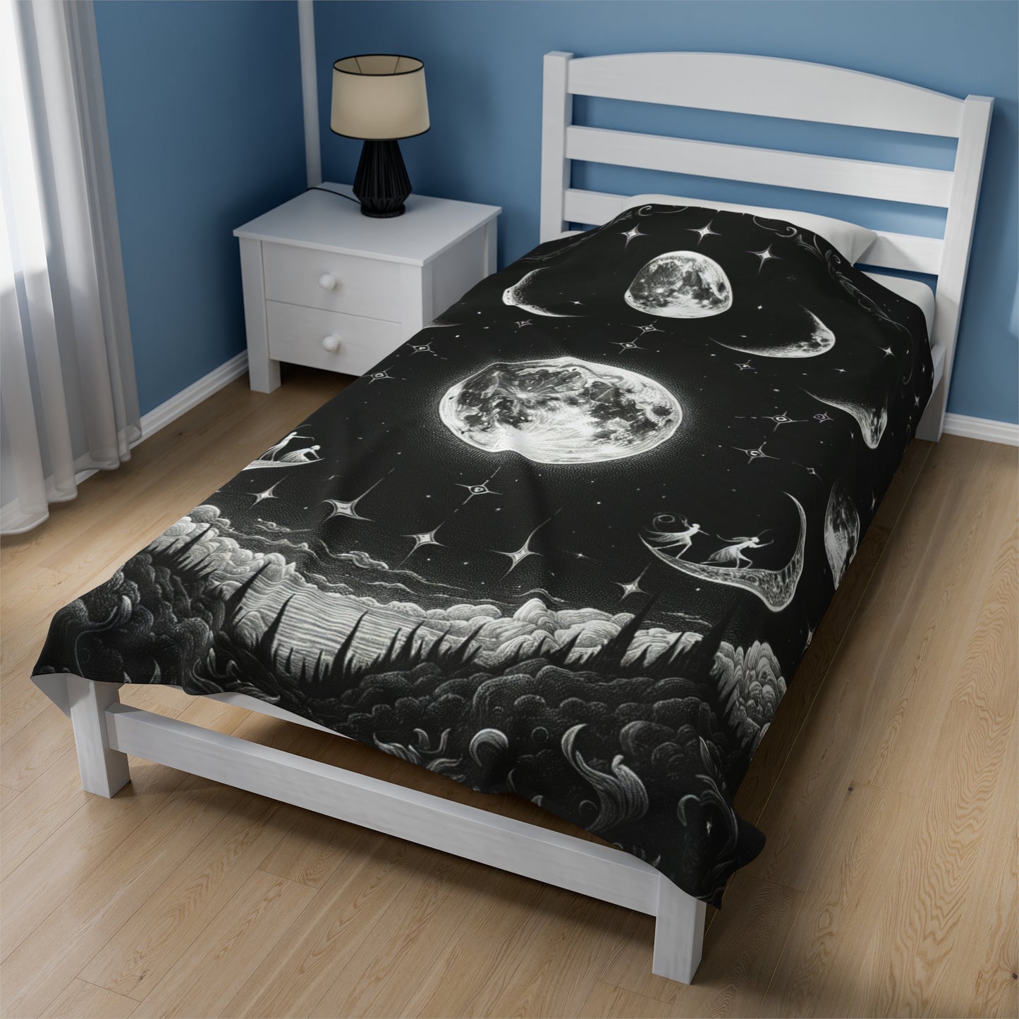 "MOON PHASES" Velveteen Plush Blanket