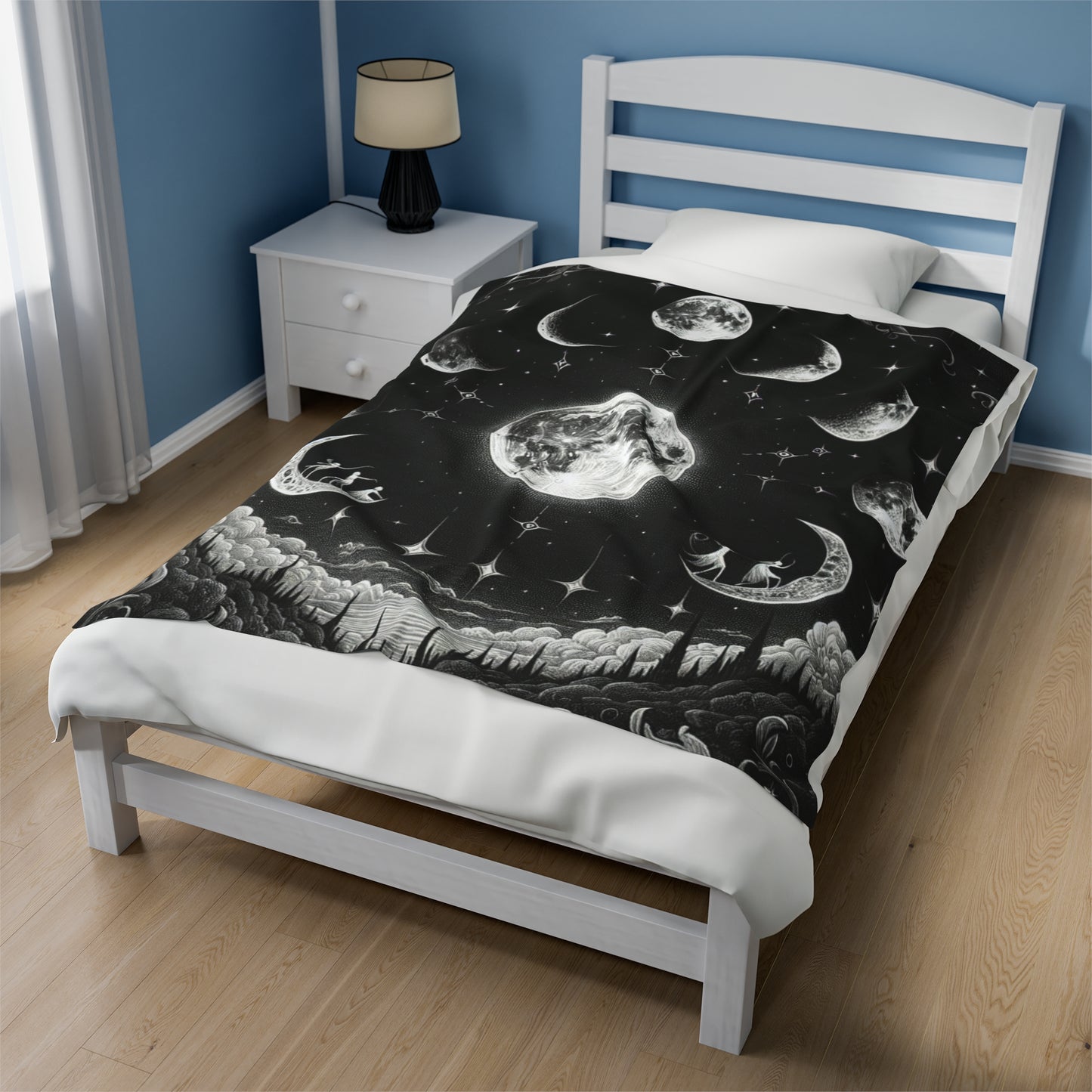 "MOON PHASES" Velveteen Plush Blanket