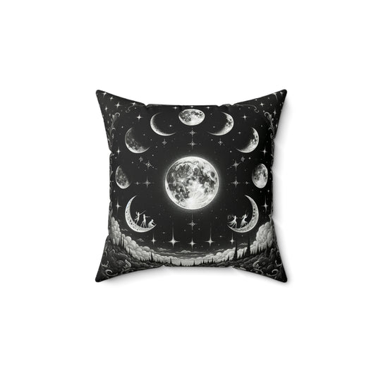 "MOON PHASES" Spun Polyester Square Pillow