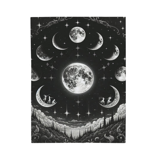 "MOON PHASES" Velveteen Plush Blanket