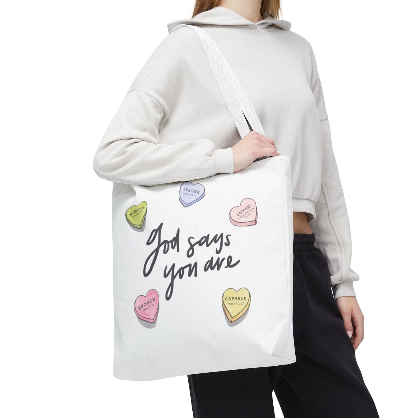 "GOD SAYS YOU ARE" TOTE BAG