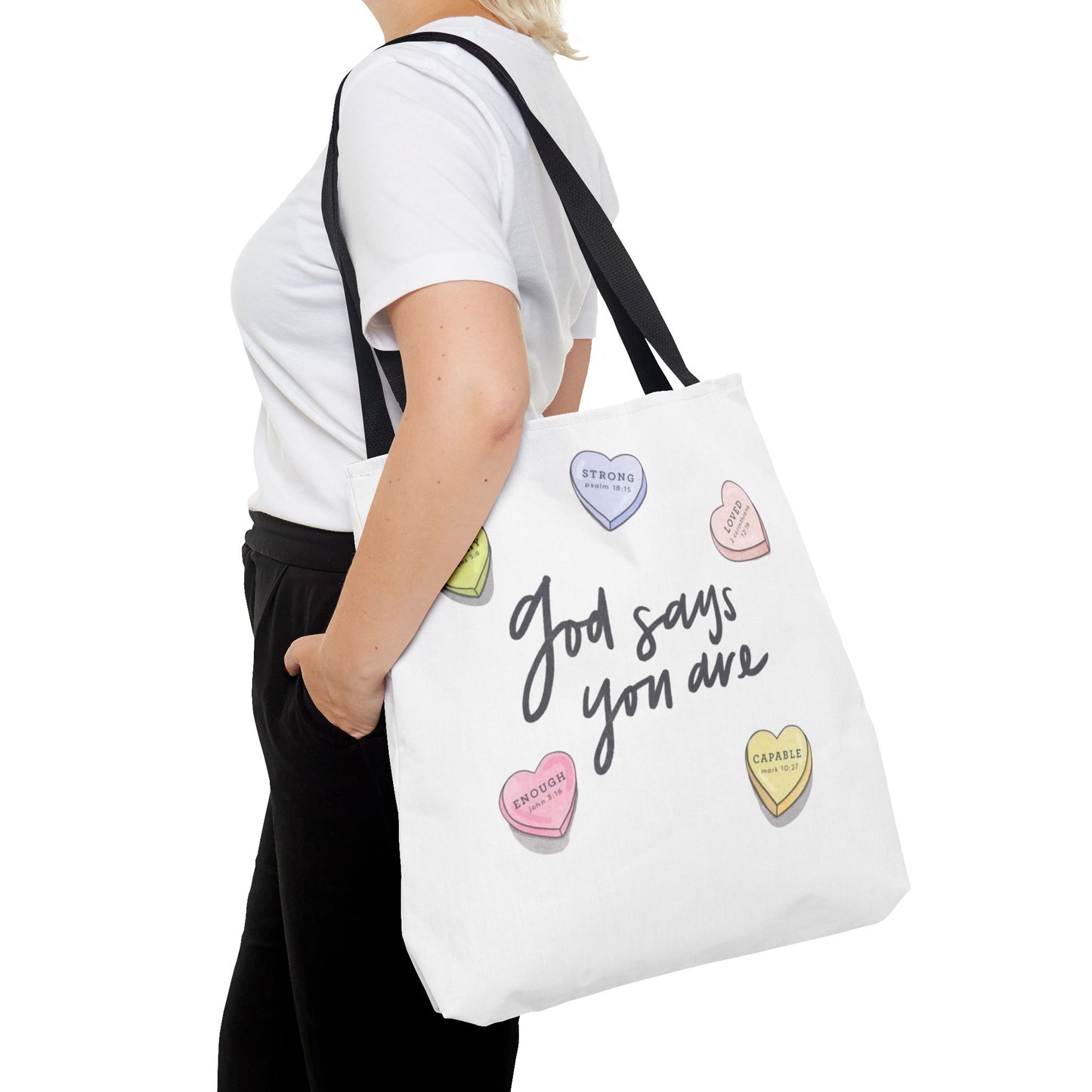 "GOD SAYS YOU ARE" TOTE BAG